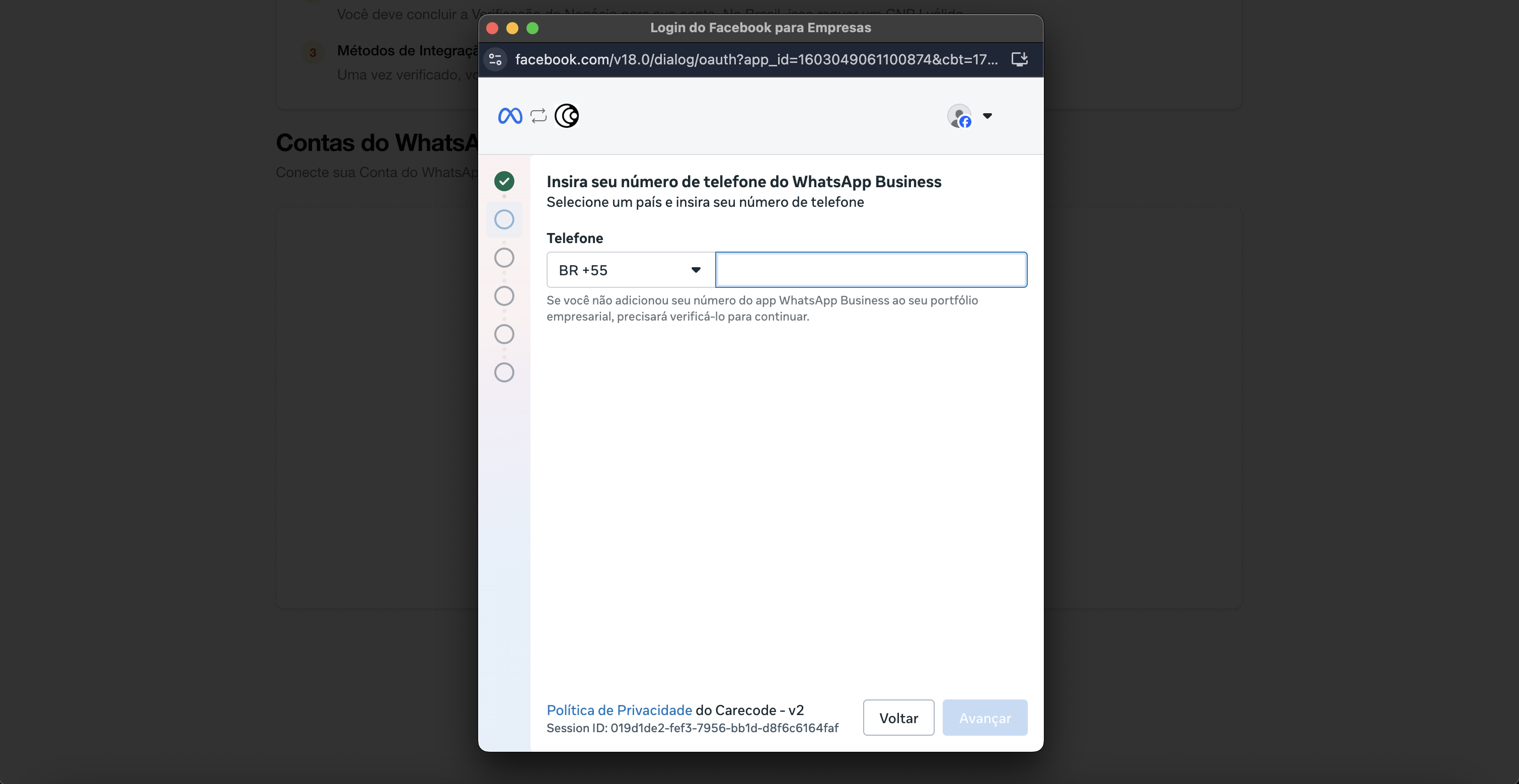 Inserir número de telefone